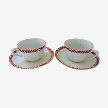 Pair of porcelain lunches from Limoges, brand of the manufacture: "J.F." to be identified