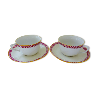 Pair of porcelain lunches from Limoges, brand of the manufacture: "J.F." to be identified