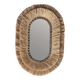 Handcrafted oval mirror in raffia and shells