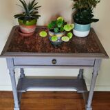 Restored old side table with marble