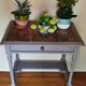 Restored old side table with marble