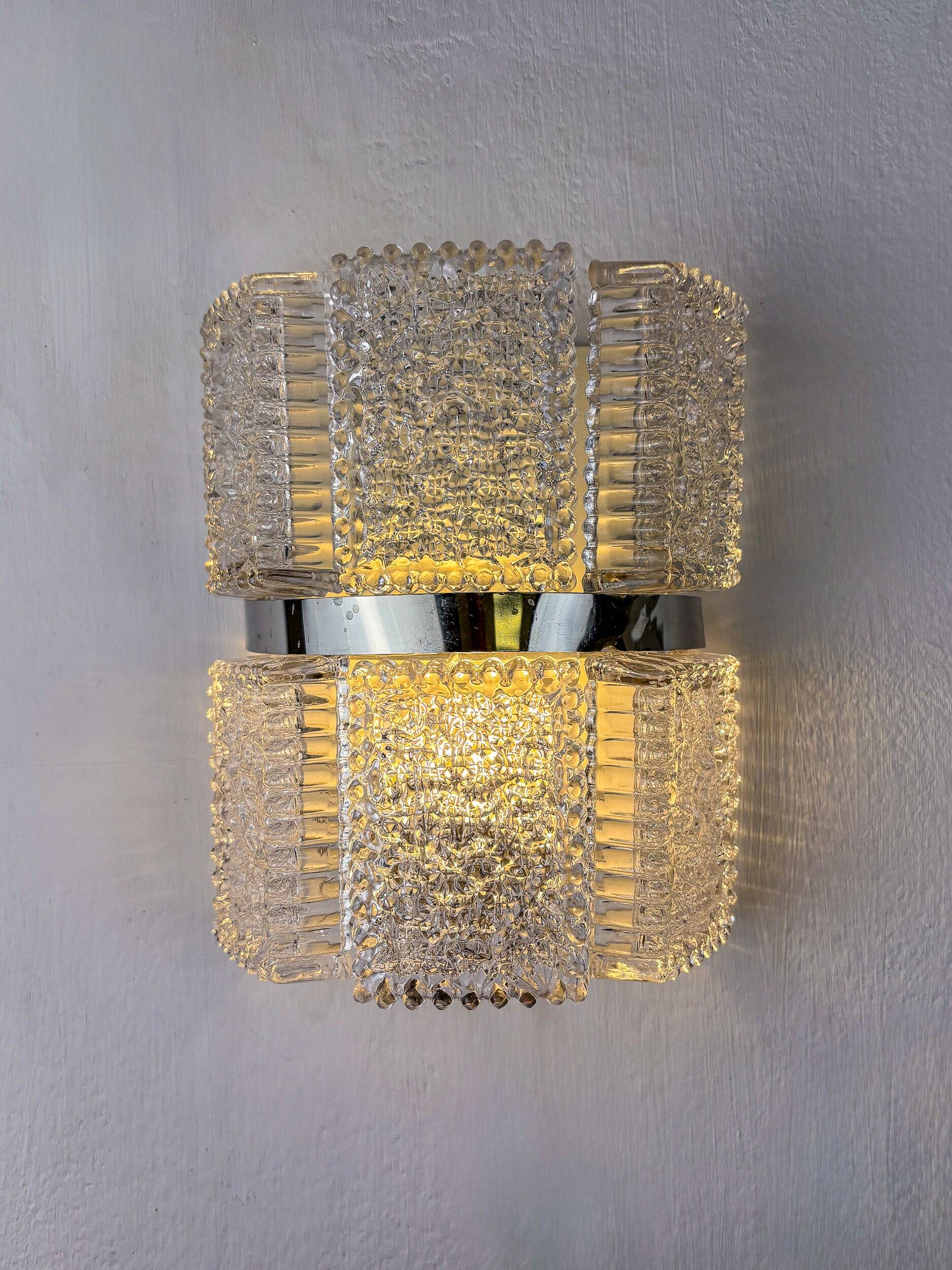 Pair of sconces by Kaiser Leuchten, frosted glass, Germany, 1960