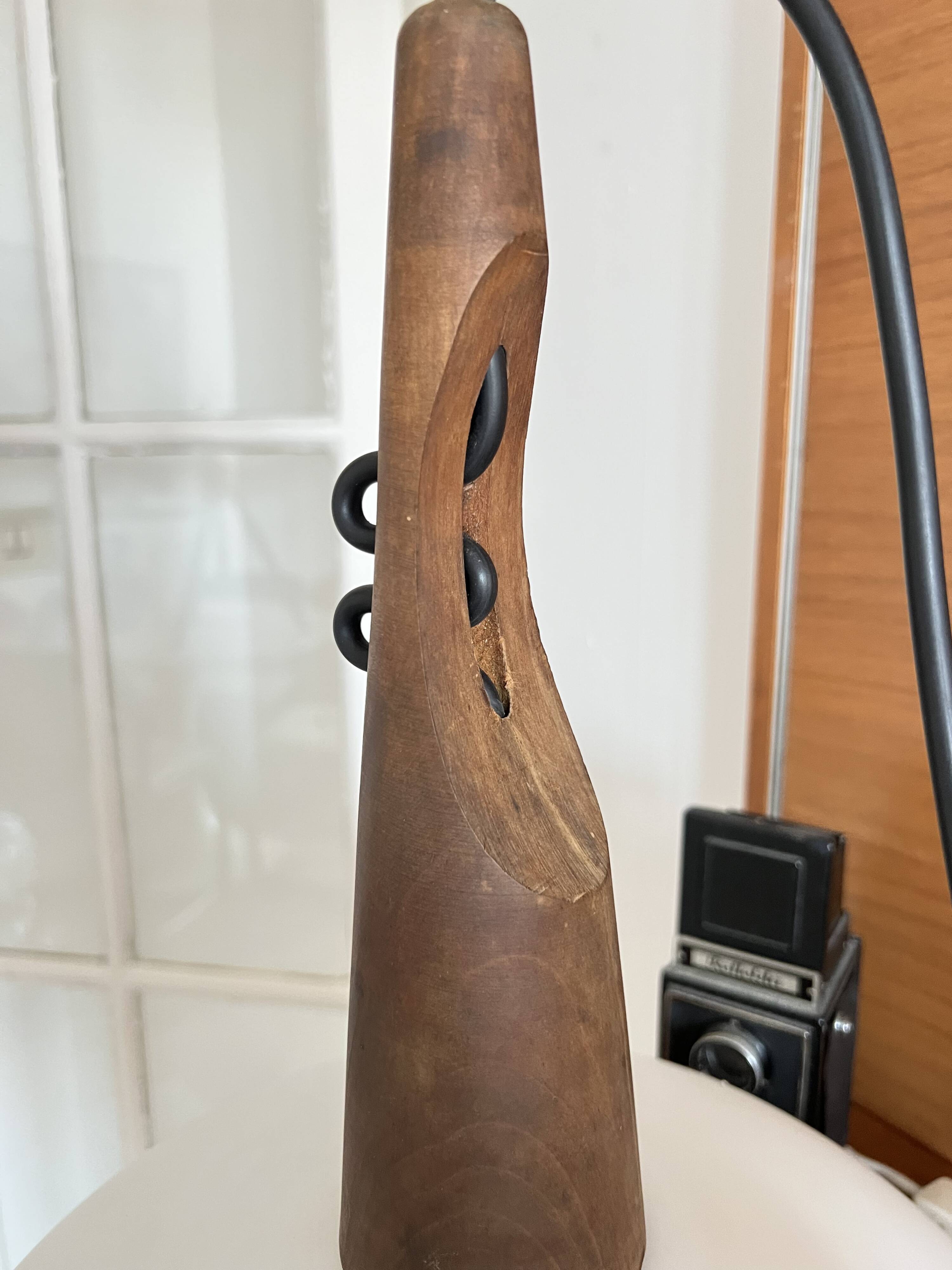 Pendant lamp in teak and opaline glass by Uno and Östen Kristiansson Luxus 50s