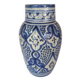 Moroccan white blue vase