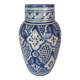 Moroccan white blue vase