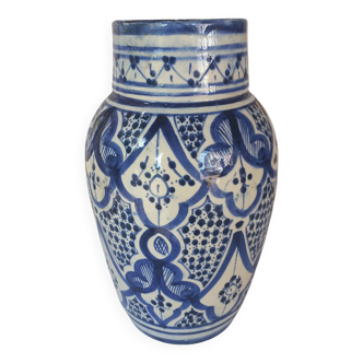 Vase marocain blanc bleu