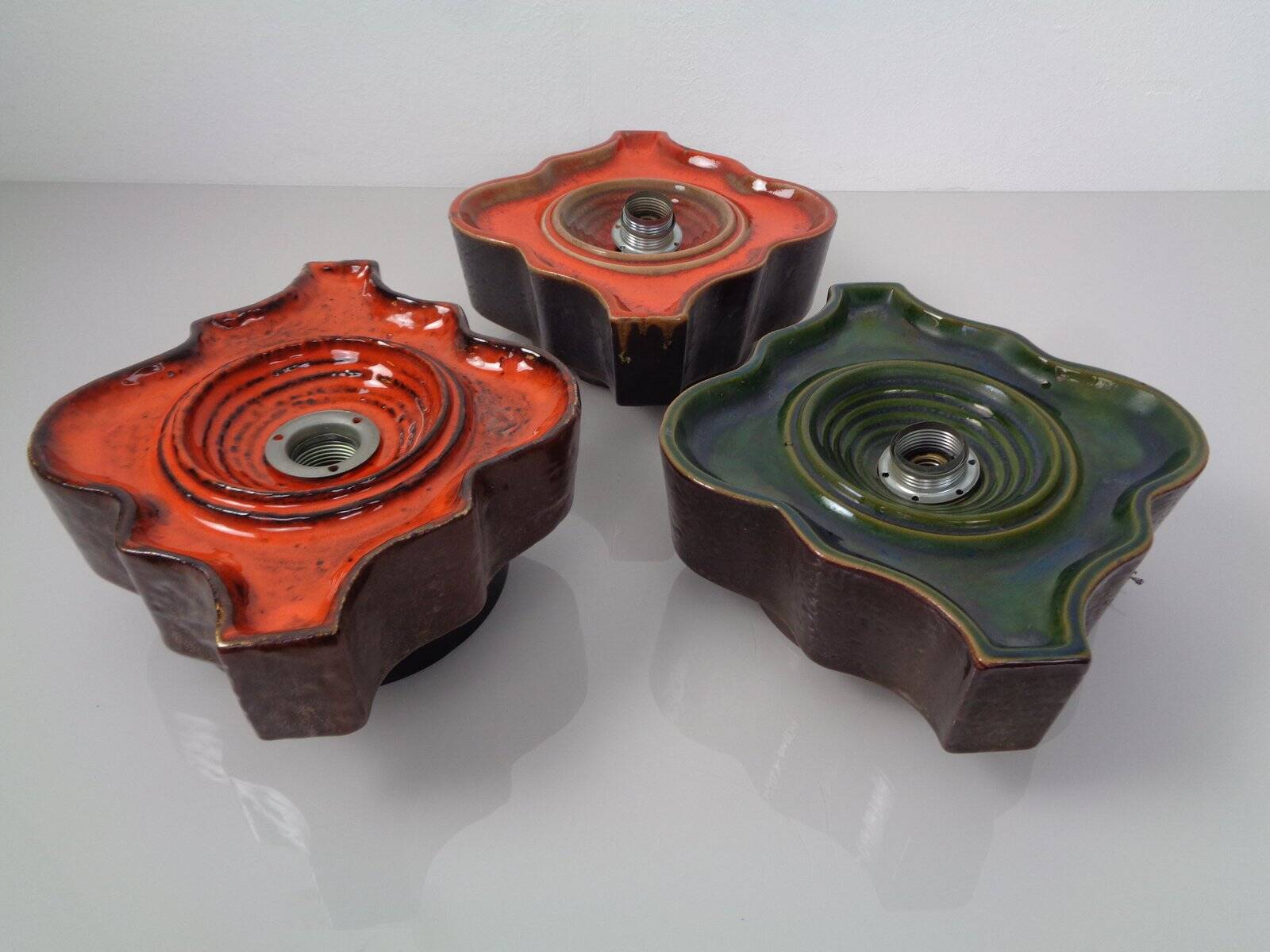 Pop Art German Ceramic Wall Lamps, 1970s, Set of 3