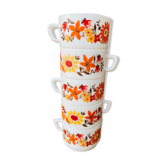 Set of 5 Arcopal lunch cups model Flora 70