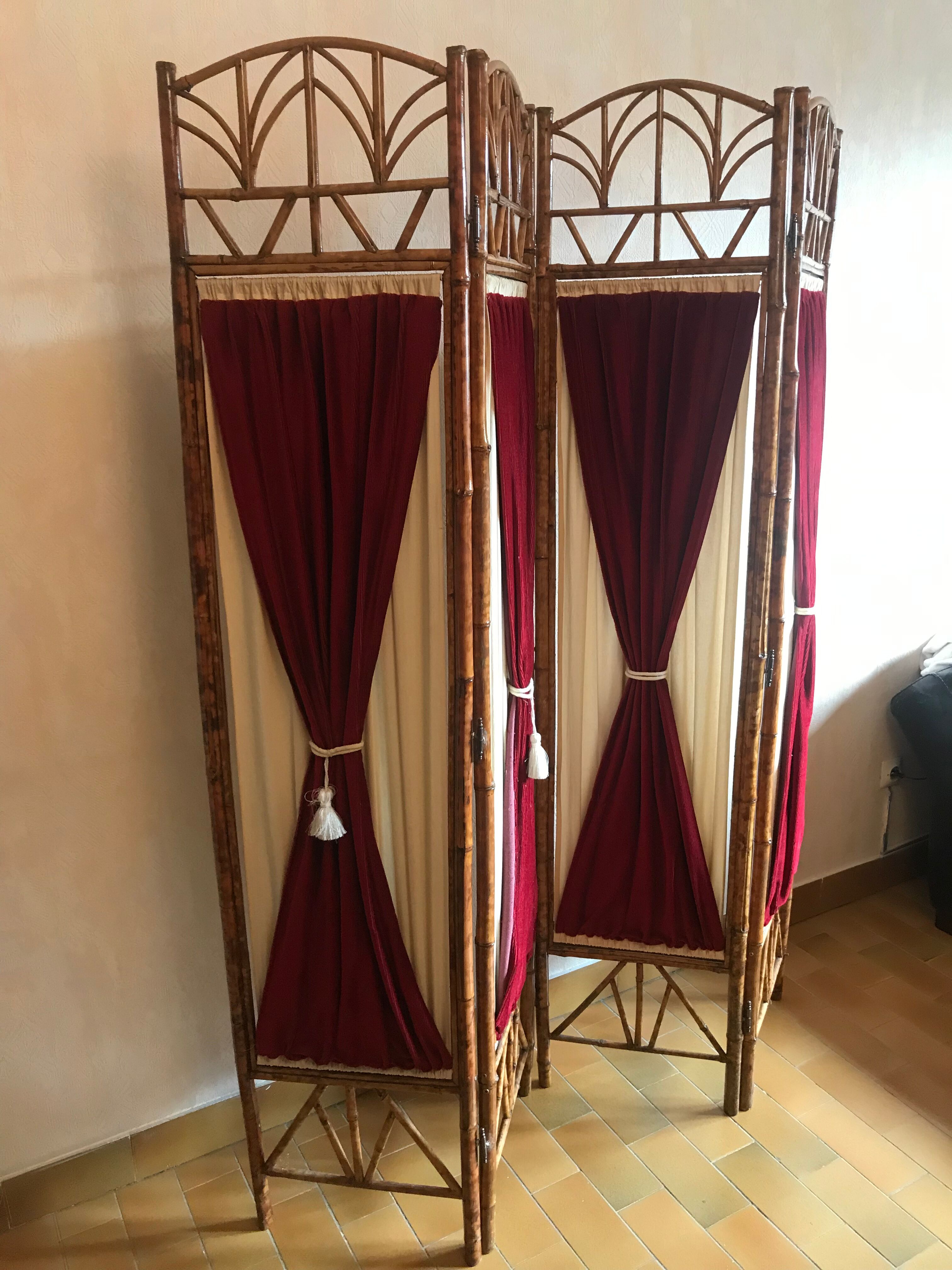 Bamboo and velvet screen