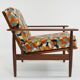 Scandinavian armchair with geometric fabric