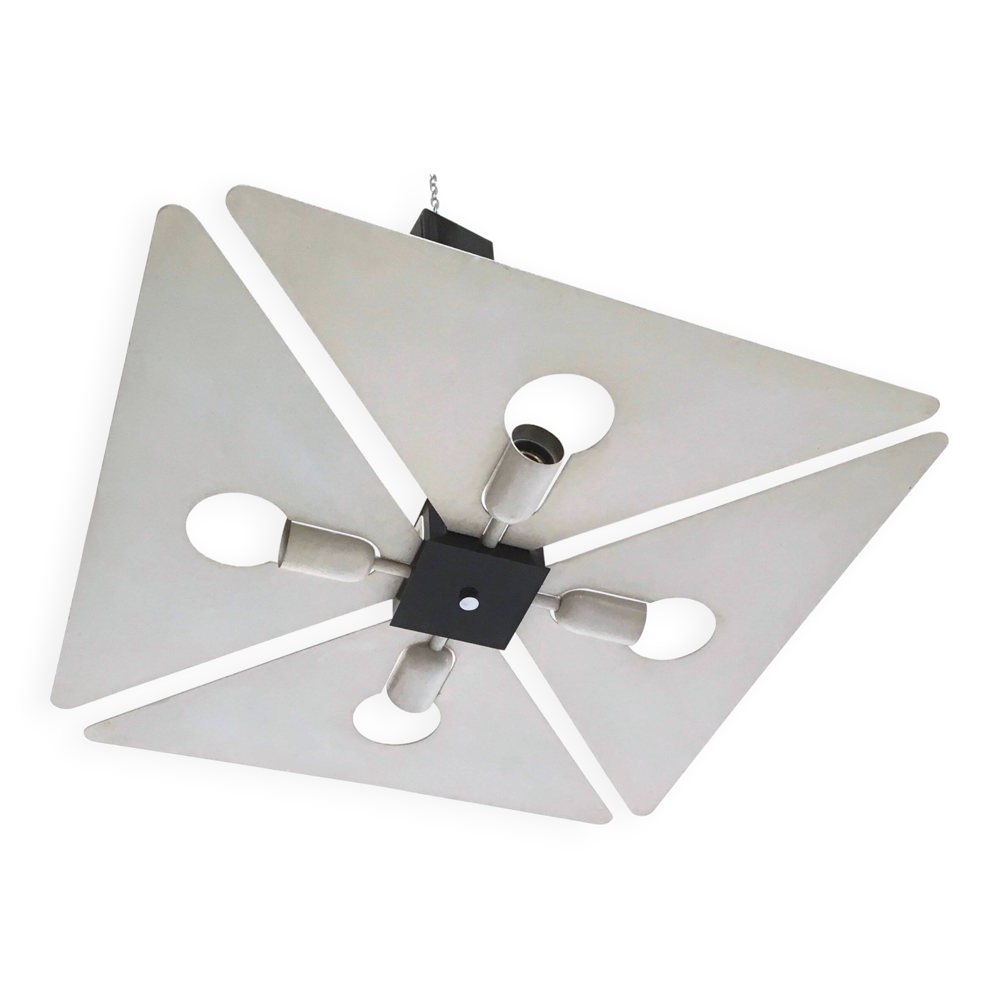Postmodern Square Silver Metal Pendant, 1970s