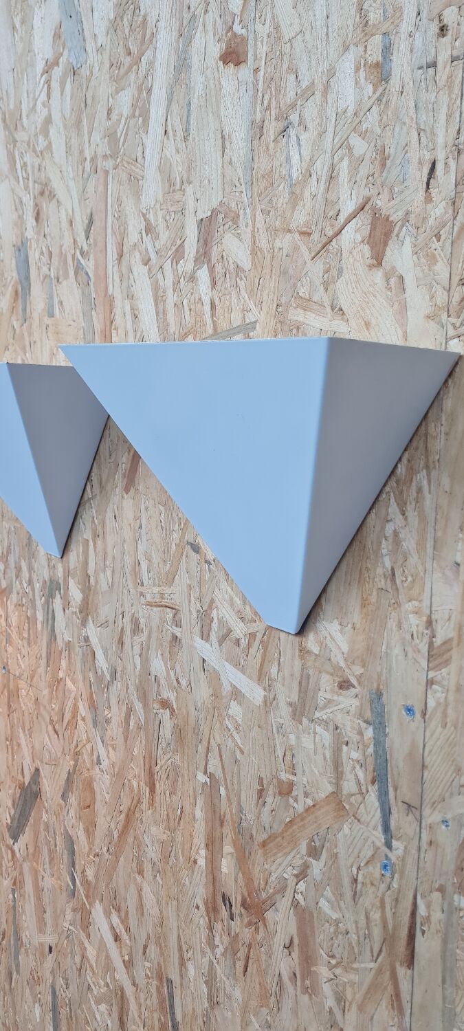 Pair of triangular lacquered metal sconces