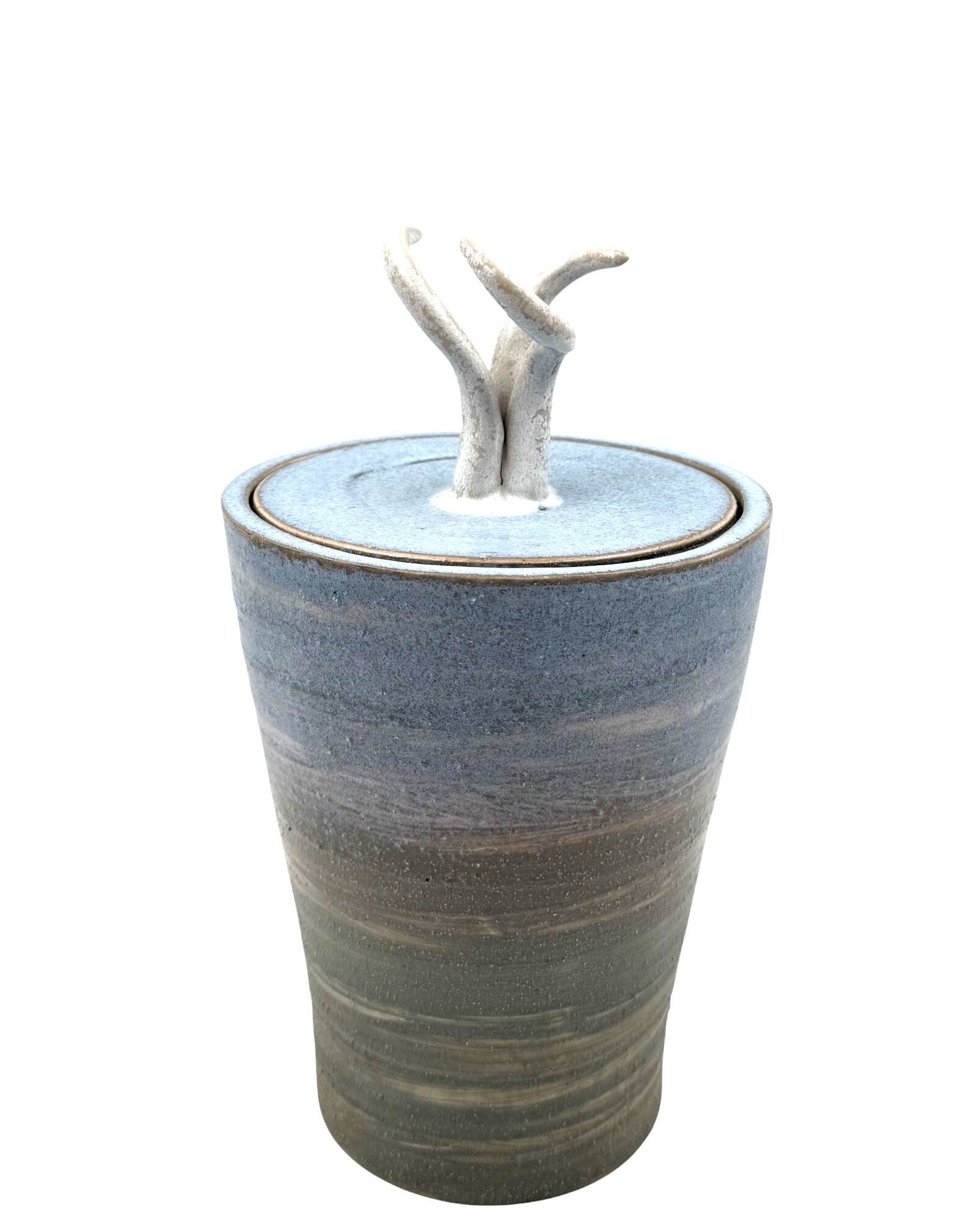 Mid-century style blue artistic ceramic vase, Gabriele Bucci Italy ca. 2000