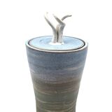 Mid-century style blue artistic ceramic vase, Gabriele Bucci Italy ca. 2000