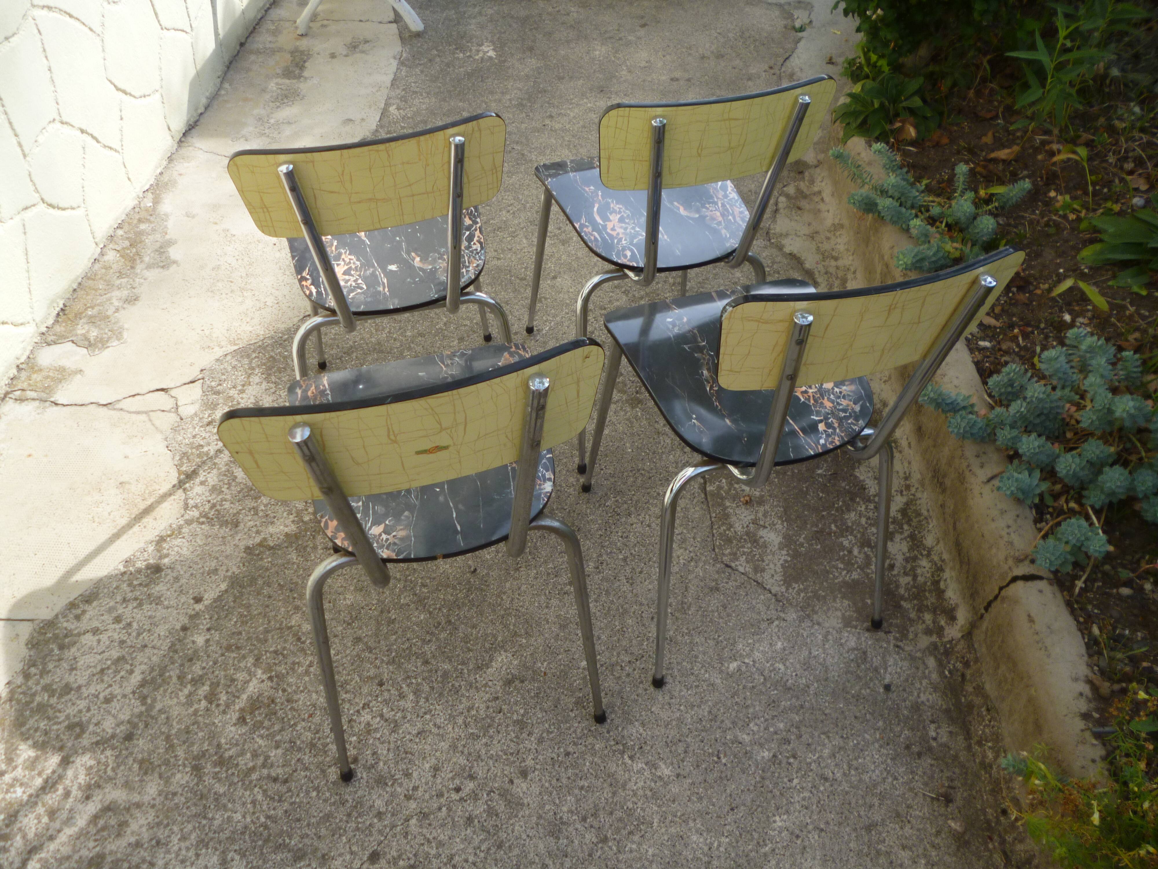 4 Formica chairs and chrome legs