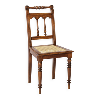 Chaise viennoise ancienne en hêtre et rotin, années 1940