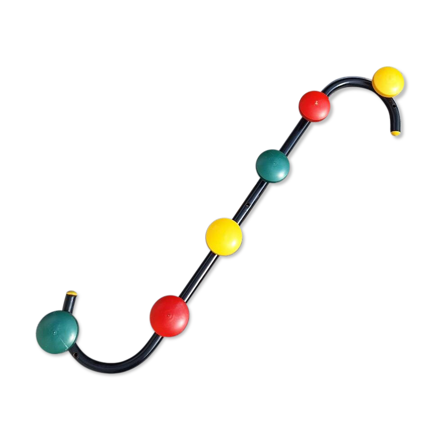 Portemanteau en métal noir et plastique multicolore, 1960-1970