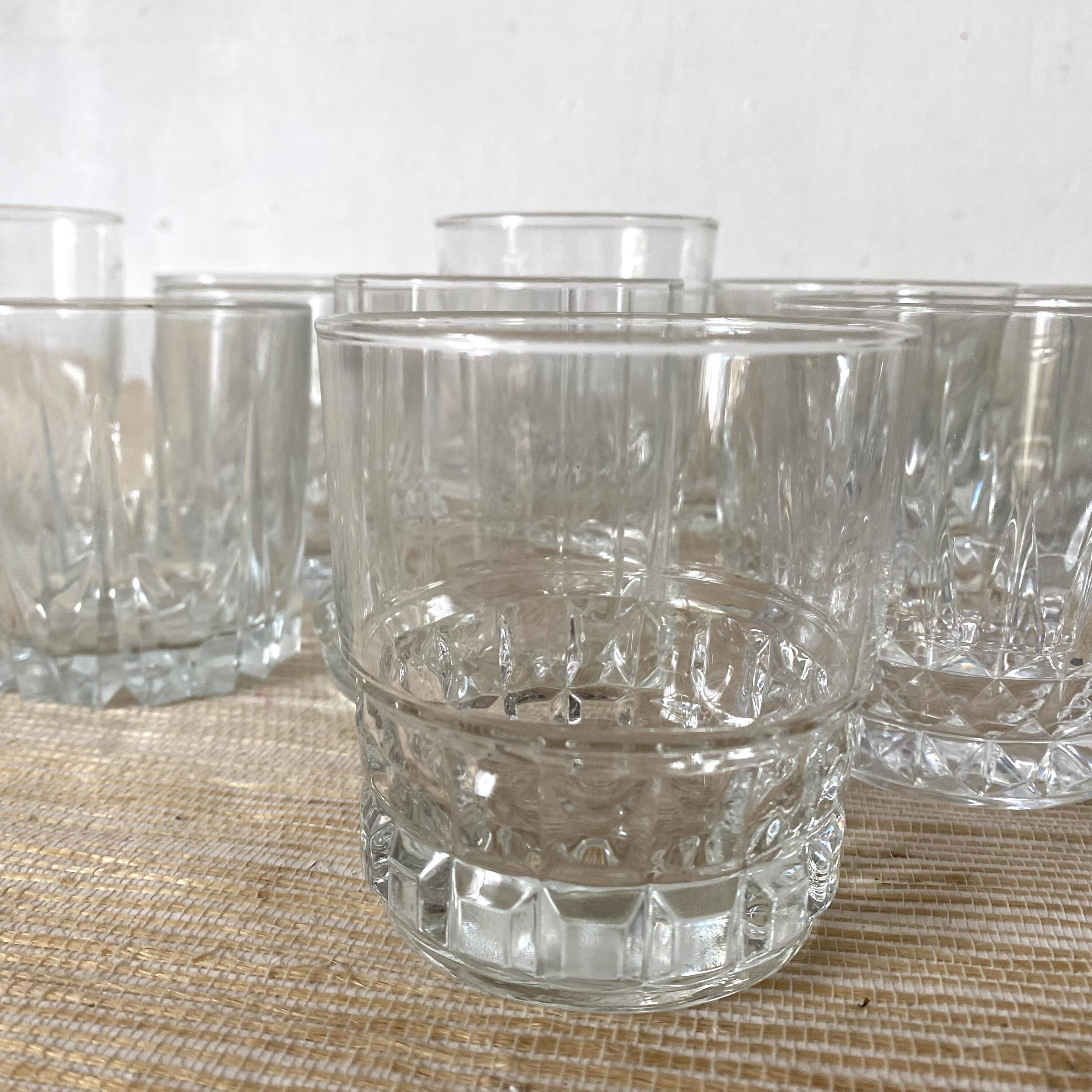 Whiskey glasses, mismatched water glasses