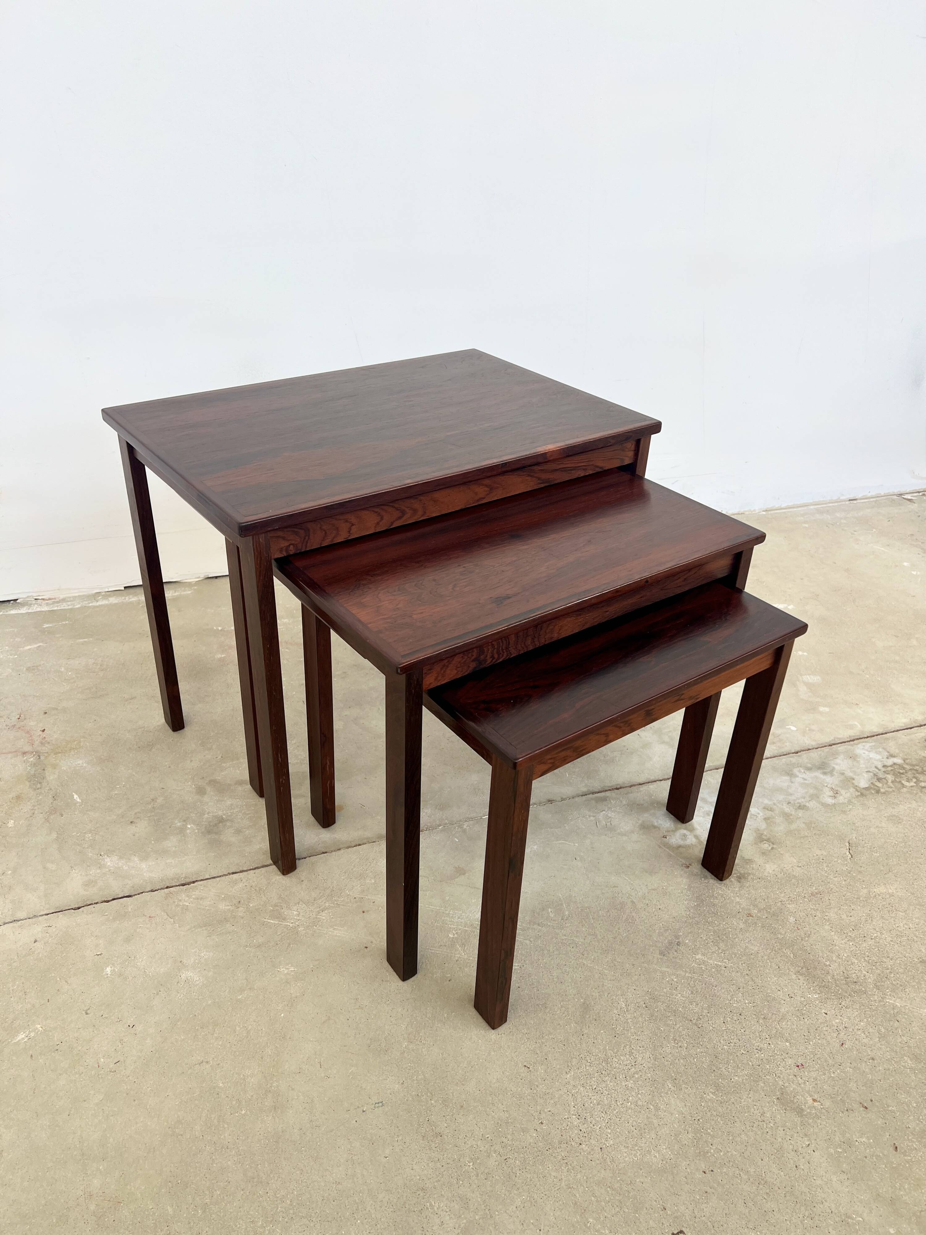 Nest of tables in rosewood, Denmark, 1960s.