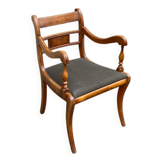 English Regency office chair in bentwood and green fabric