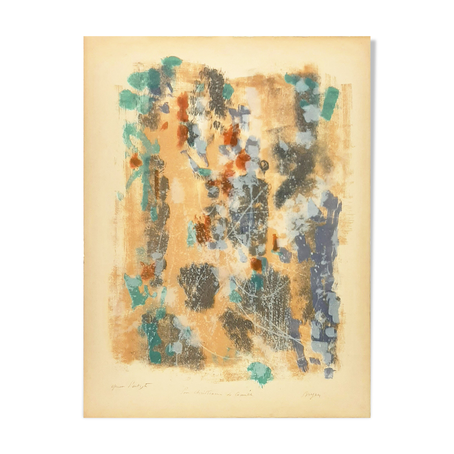 lithograph Camille Bryen: firewood, 1957