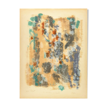 lithographie Camille Bryen : bois de feu, 1957