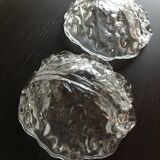 Pair of ice glass and brass wall lights by Limburg / vintage 60s-70s