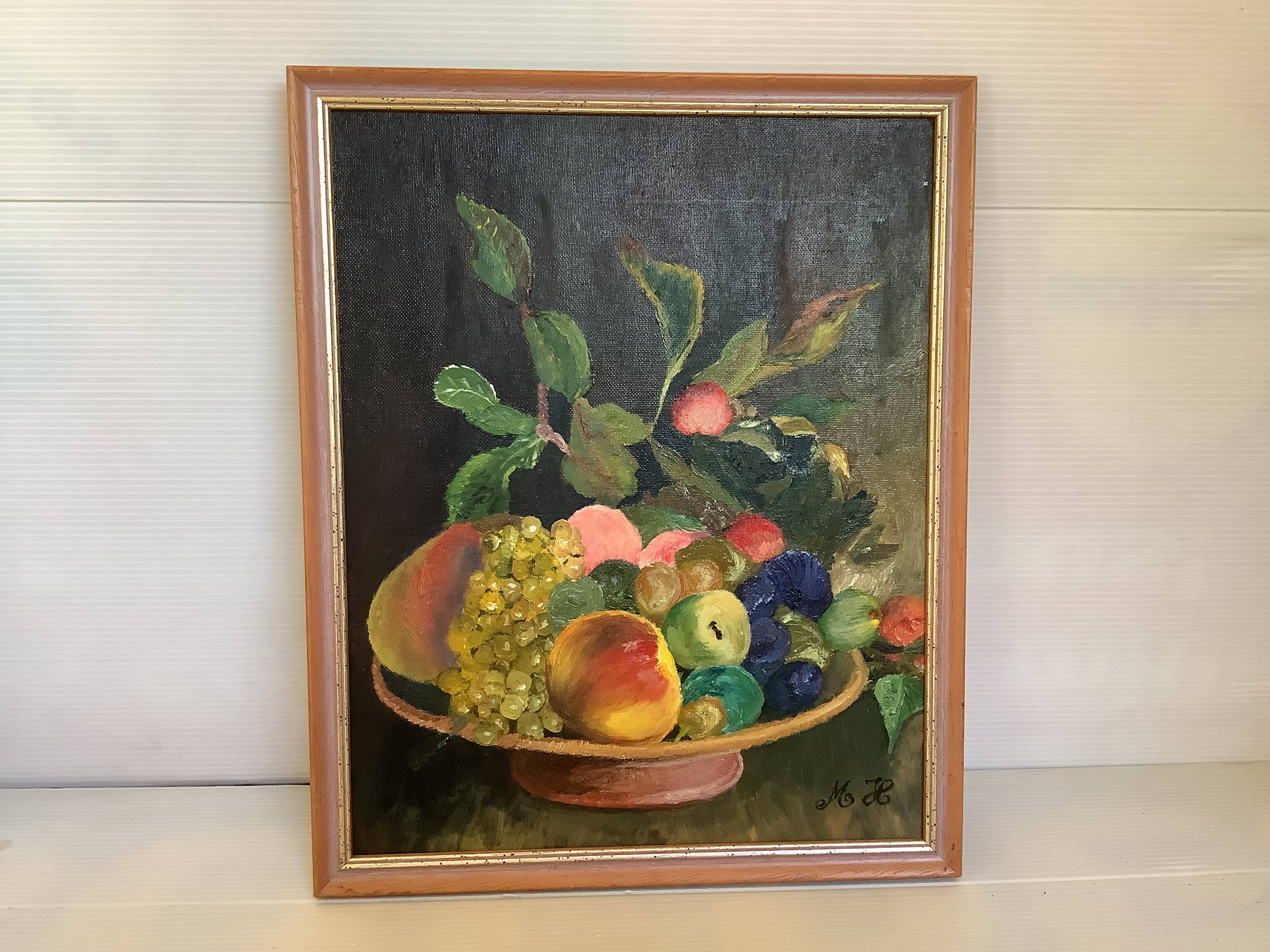 Still life painting oil on canvas signed