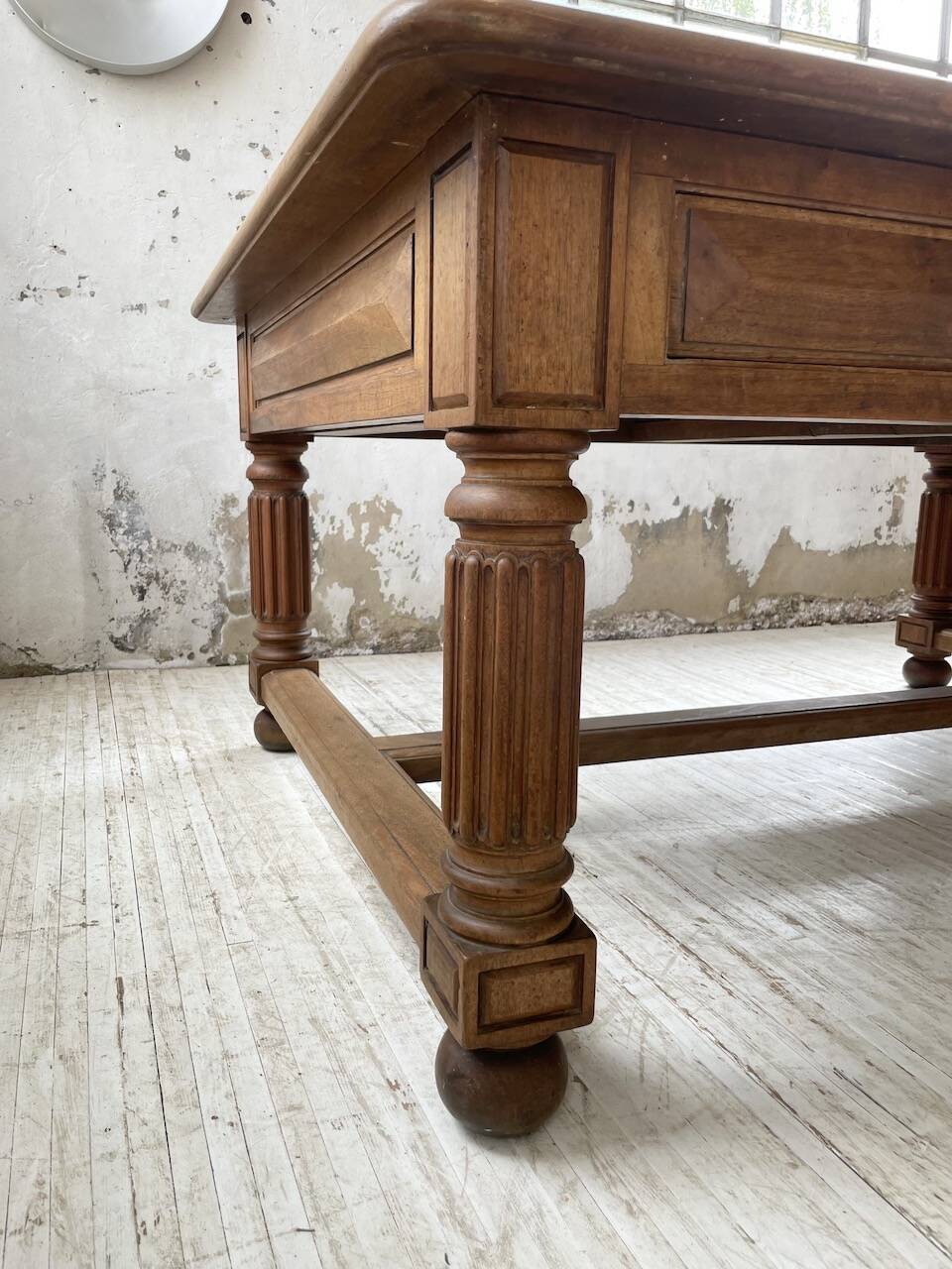 Solid walnut farmhouse castle table 1900 XXL