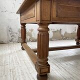 Solid walnut farmhouse castle table 1900 XXL