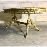 Coffee table Green marble and brass
