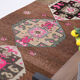 Geometric brown oushak runner rug, 97x326cm