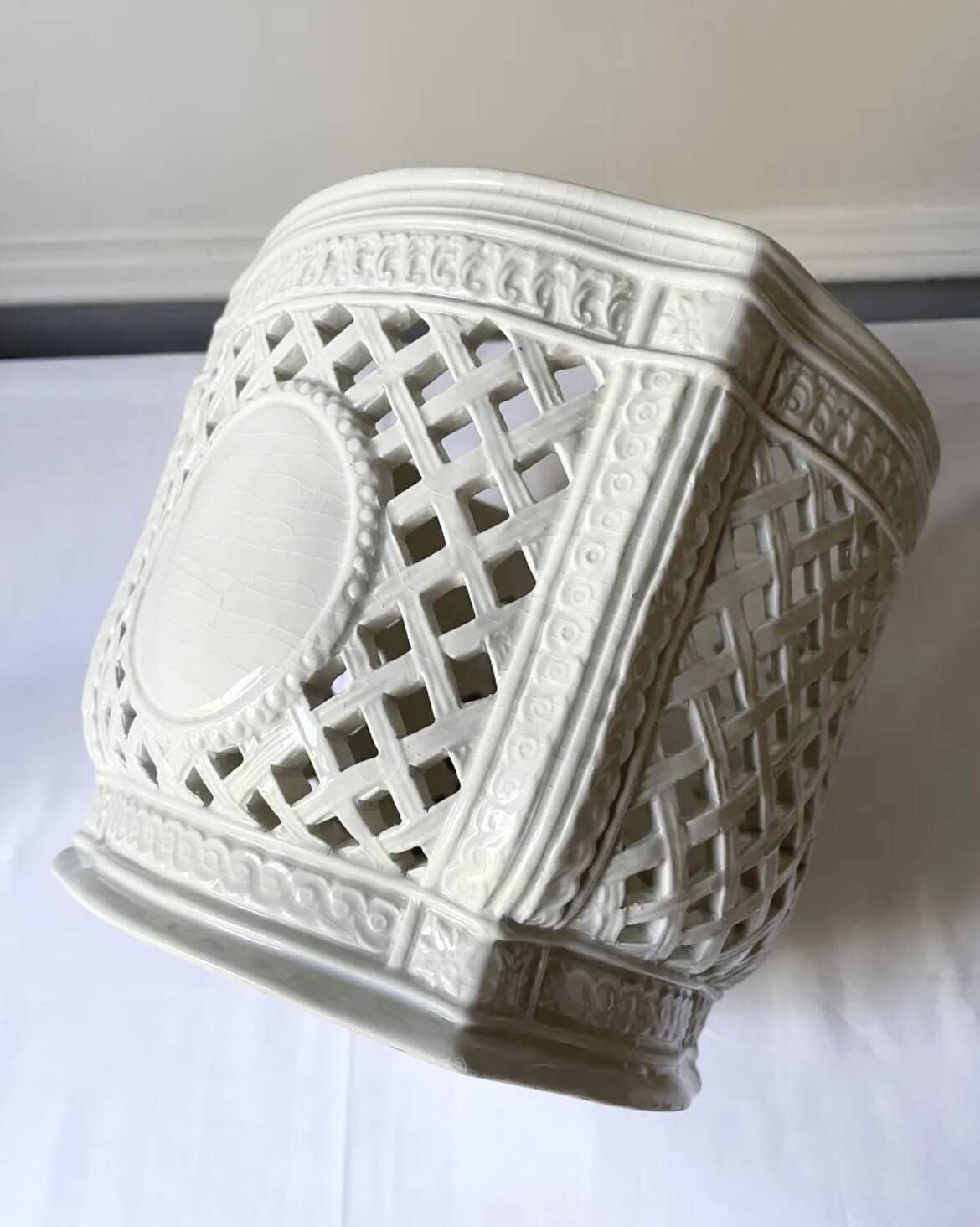 Openwork planter in Italian earthenware