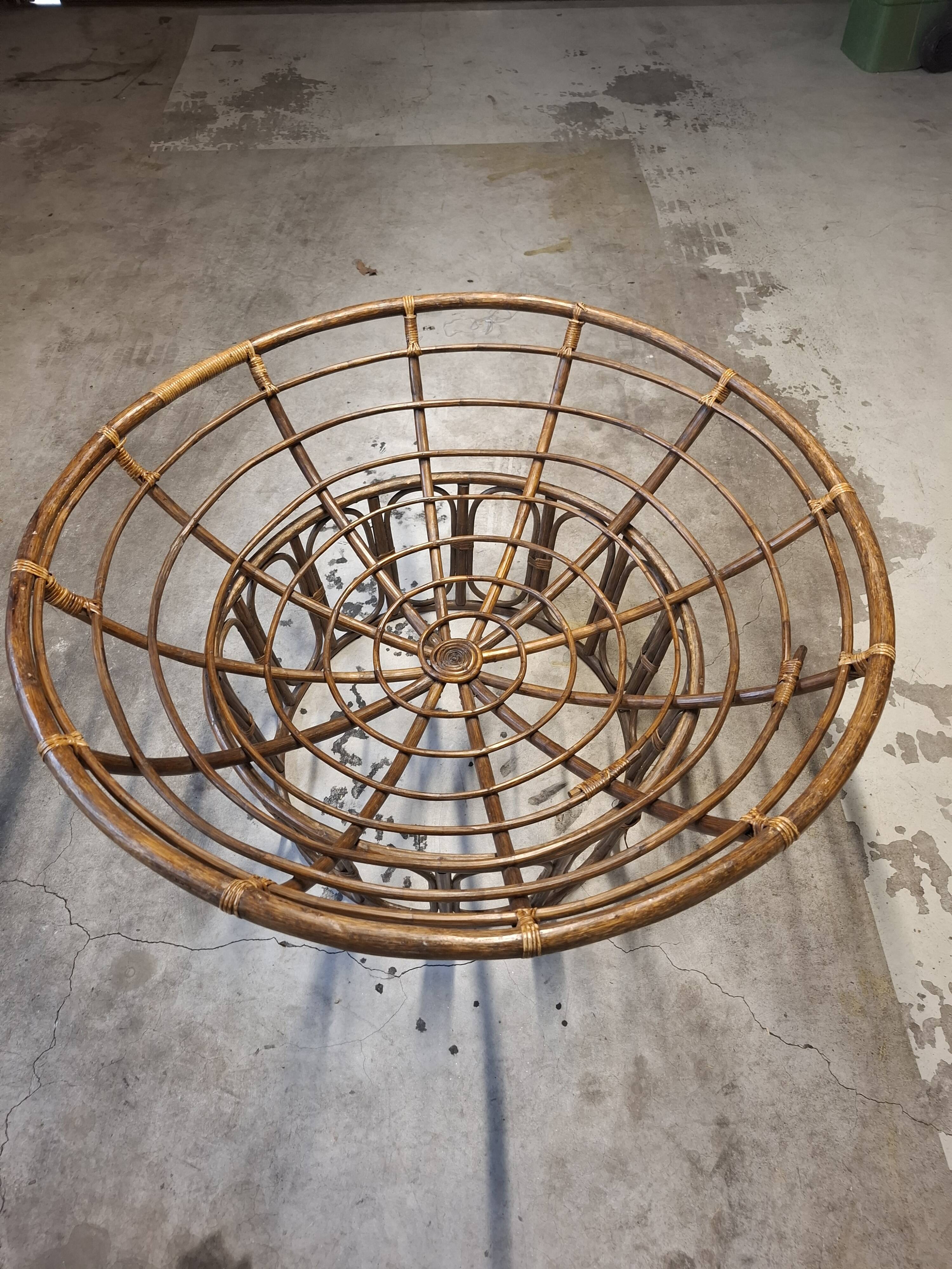 Fauteuil Papasan en rotin + grand coussin 130 cm