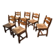 6 solid oak and straw chairs Guillerme et Chambron