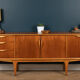 Retro teak 1960s jentique mid century restored sideboard with folded handles
