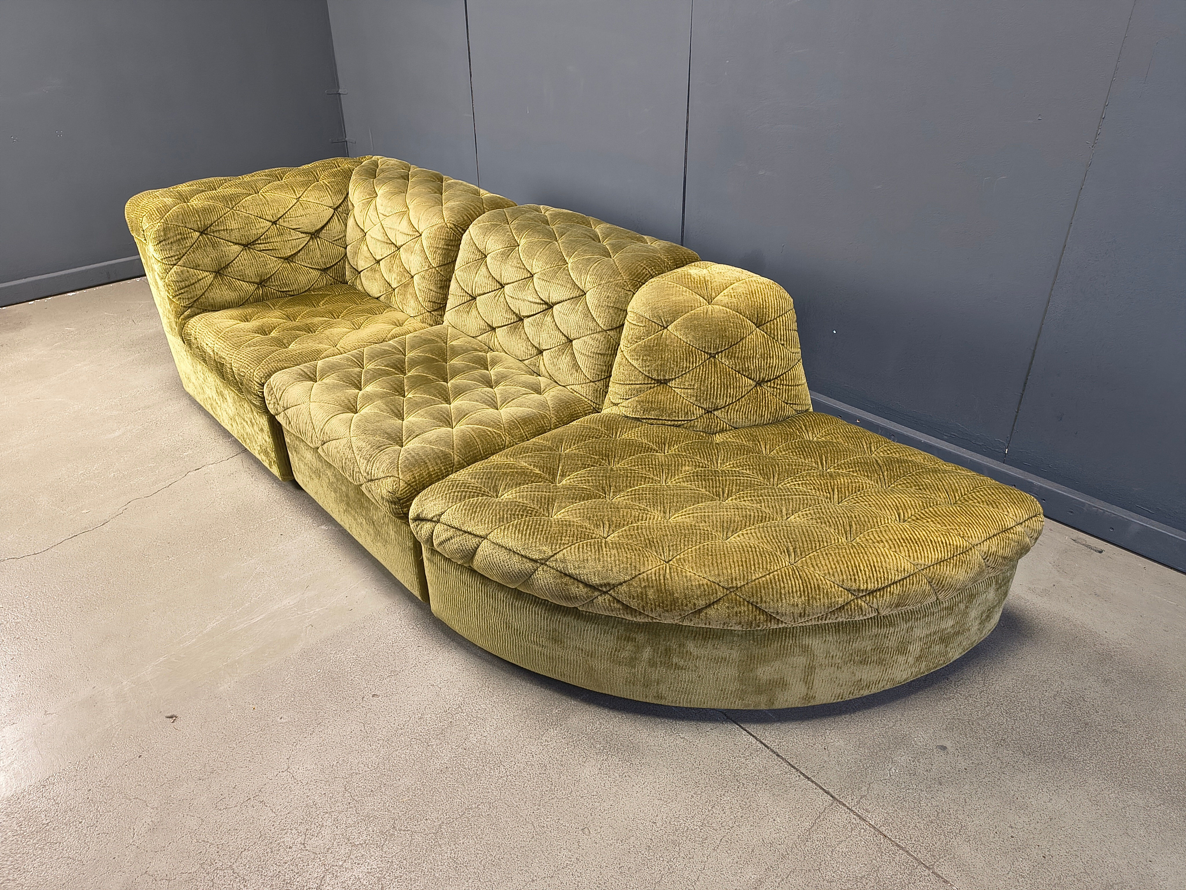 Vintage velvet modular sofa by Laauser, 1970s