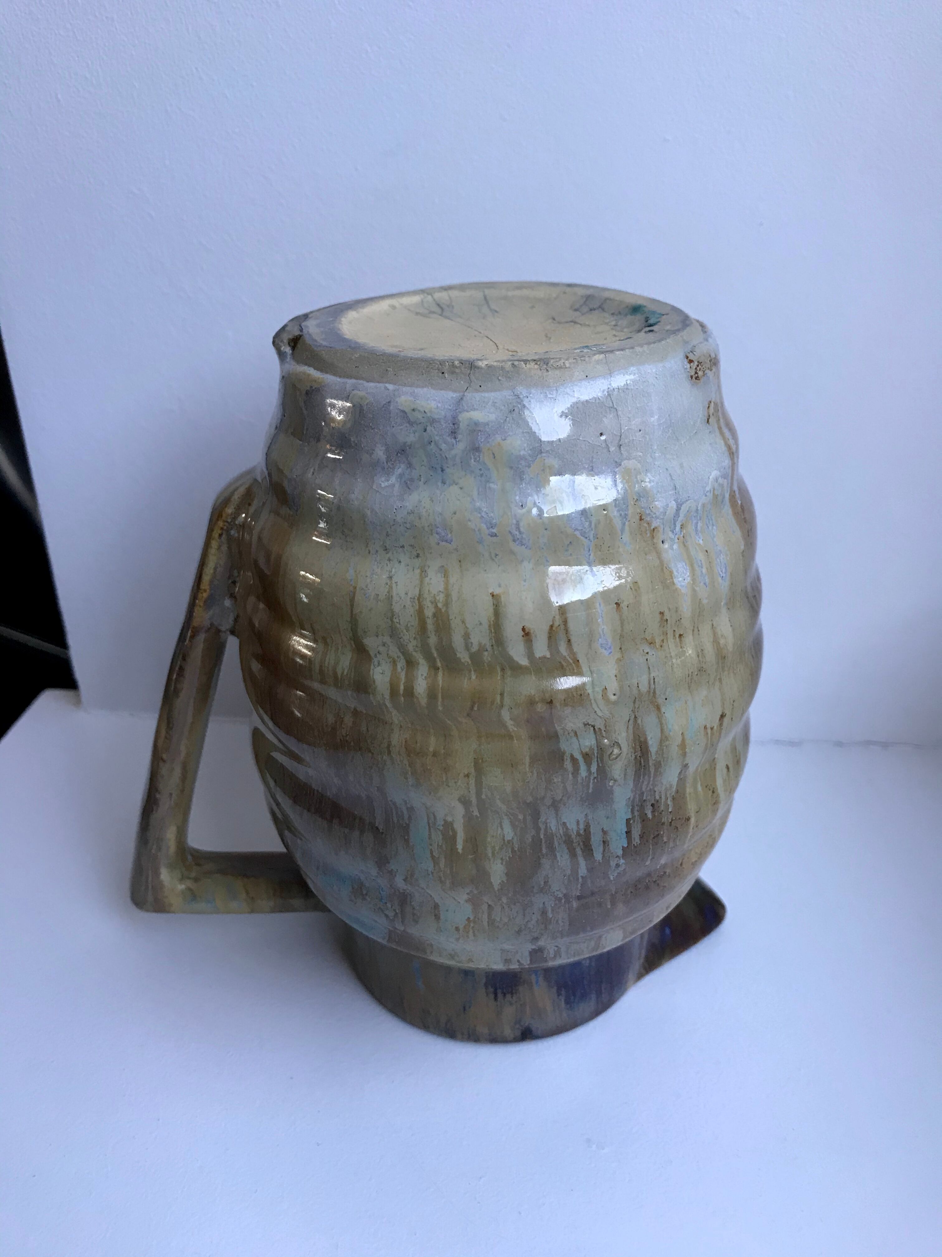 Ceramic pitcher / glazed stoneware 70s