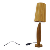 Sculptural lamp in carved oak wood, 70s 80s