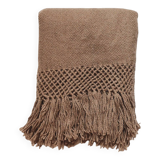 Plaid tissé main 100% pure laine de lama mocha