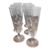 Set of 6 engraved glass champagne flutes