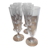 Lot 6 flûtes à champagne en verre gravé
