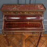 Mahogany cylinder desk nineteenth style Louis XVI red marble