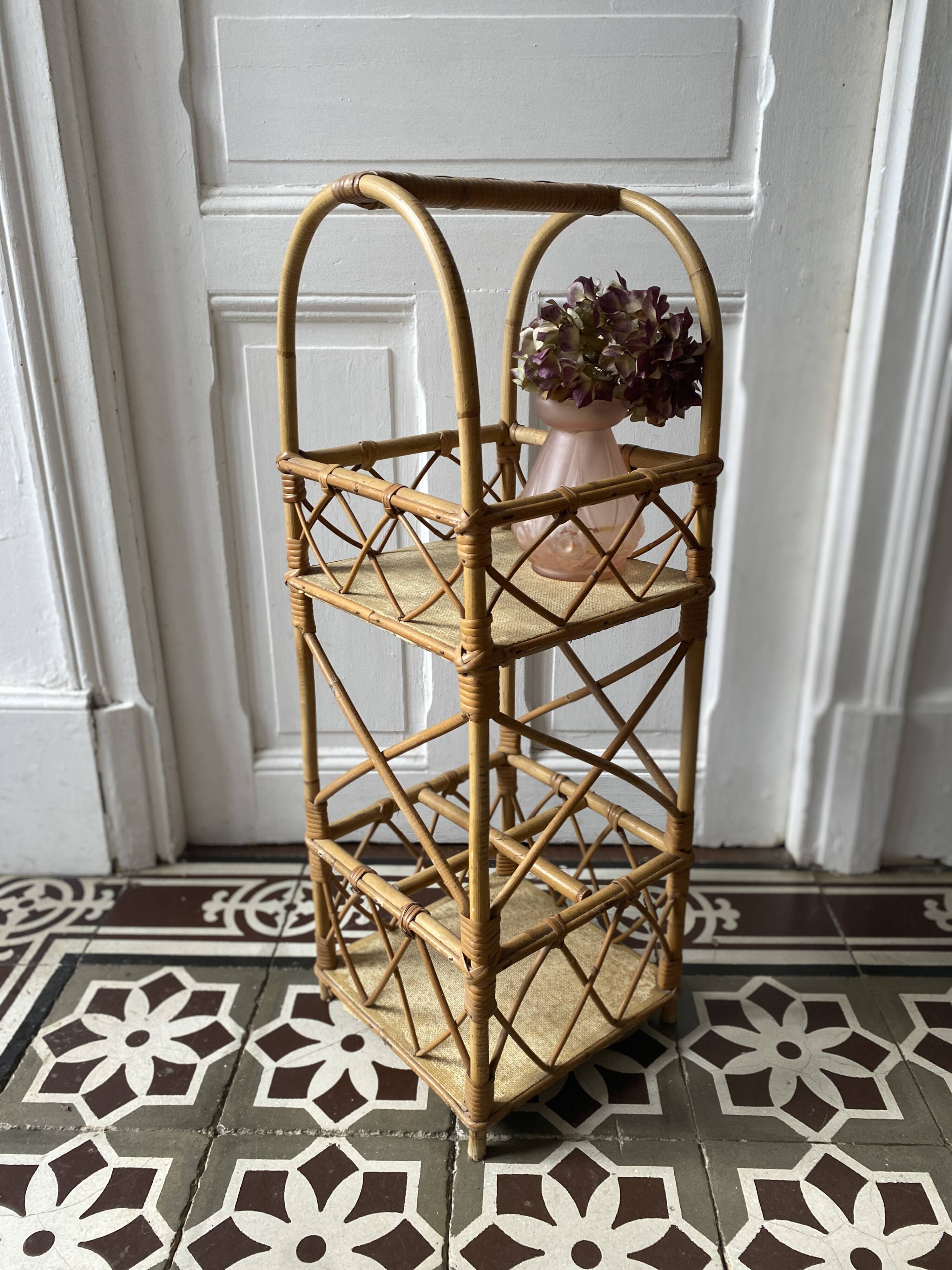 Vintage rattan bar or bottle holder
