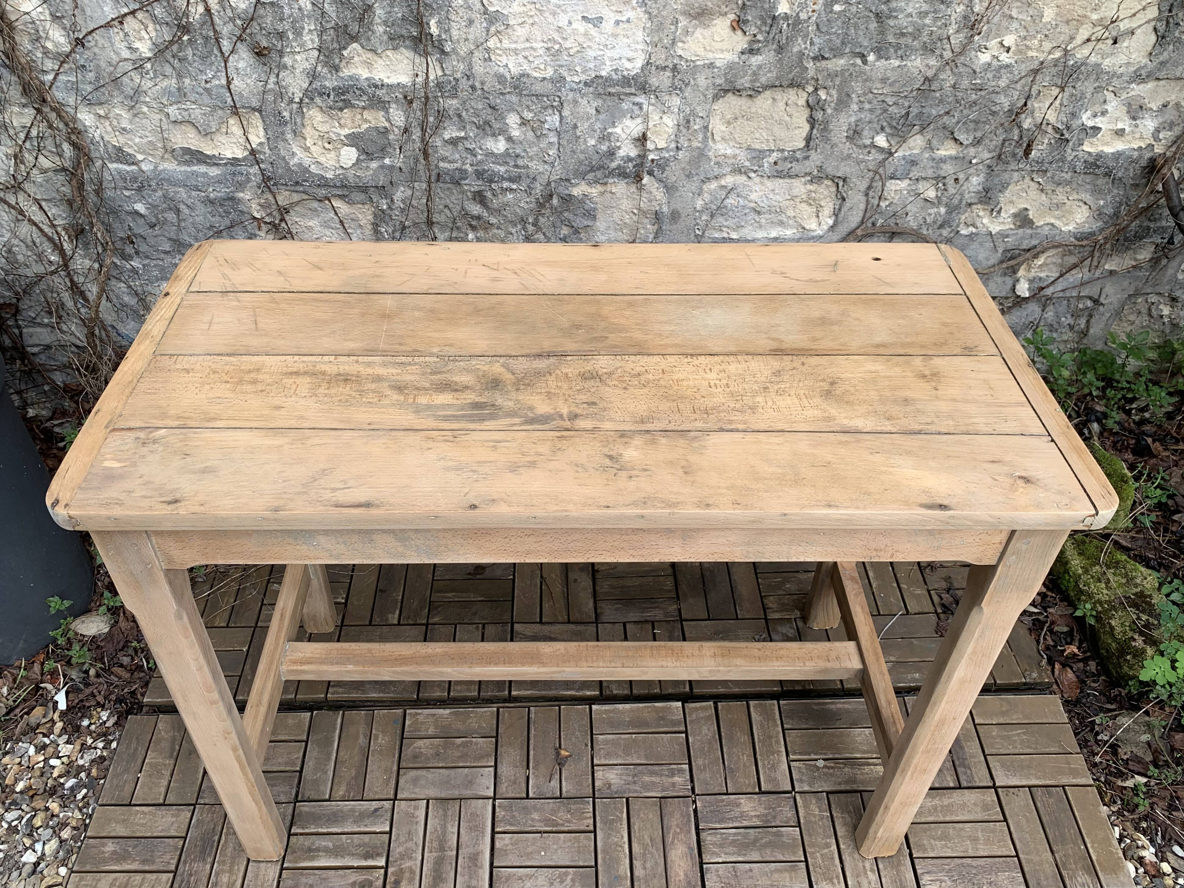 Art Deco farmhouse table in raw wood