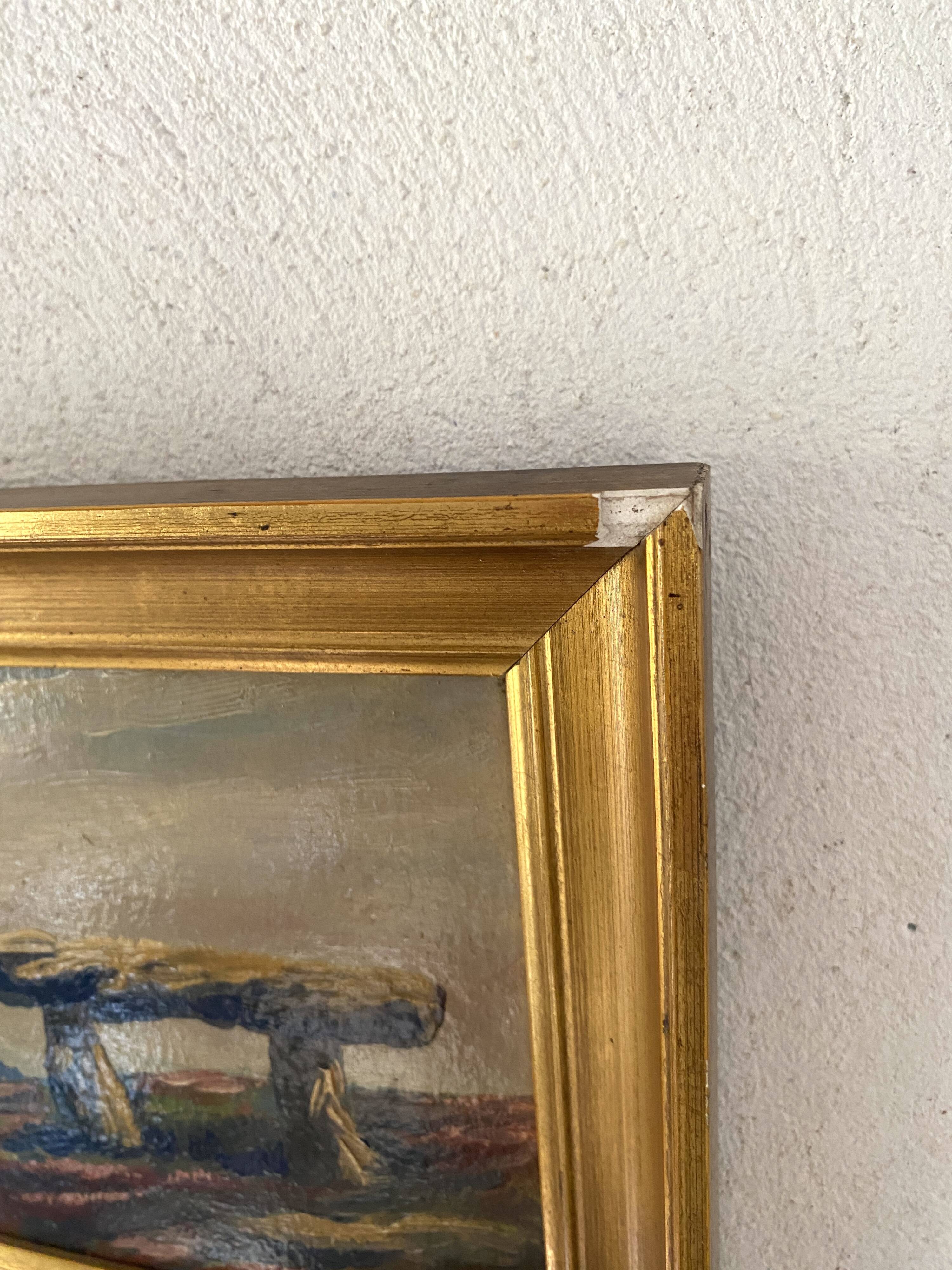 19th century oil and gilded frame