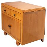 Meuble de rangement français à deux portes avec feuilles latérales extraites en bois années 1970