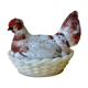 Bonbonnière poule sur son nid en opaline blanche peinte, marquée vallérysthal