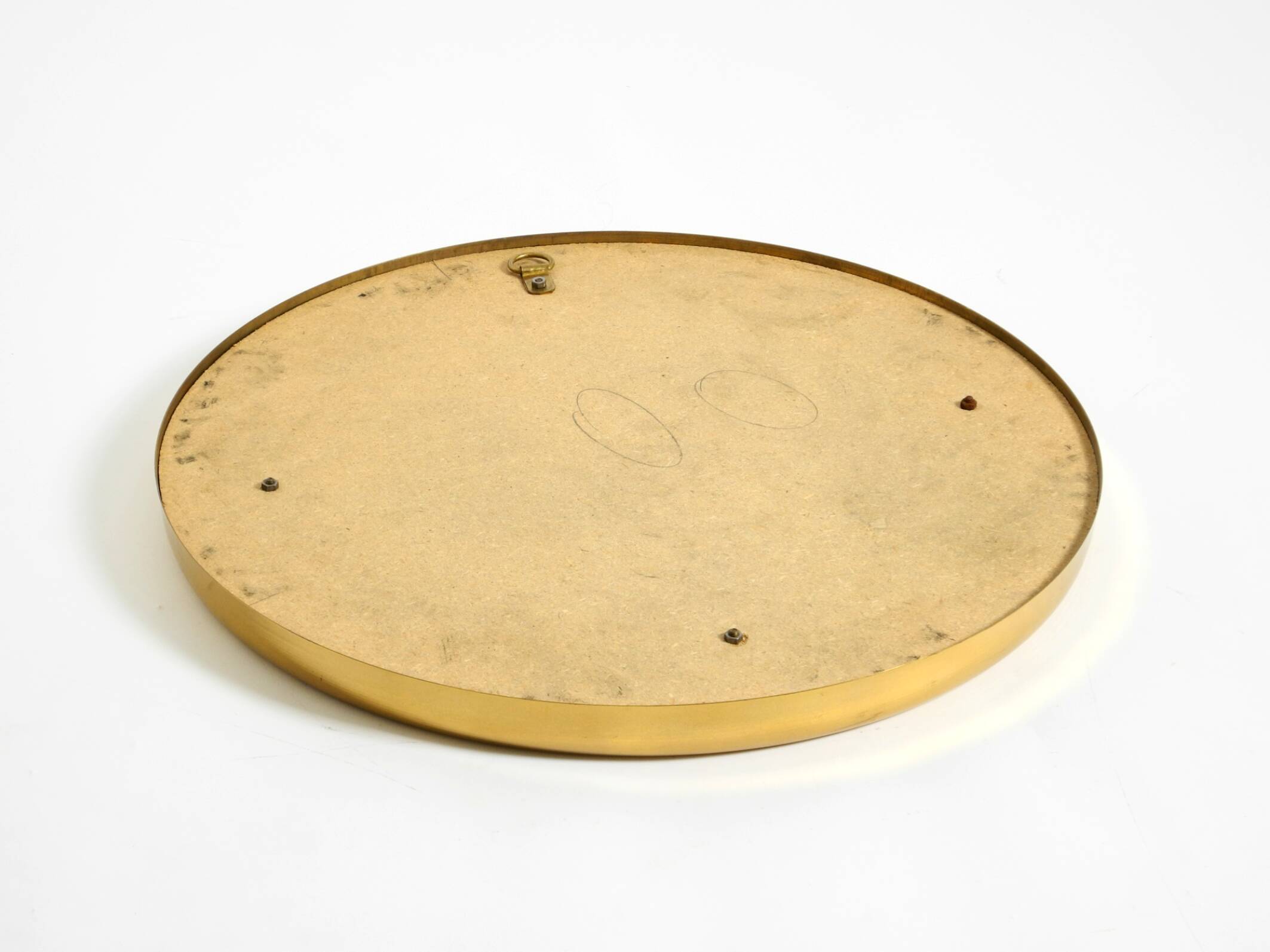Beautiful, heavy, round Italian brass mirror from the 1960s