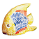 Fish figurine made in trencadis style mosaic. Fish sculpture.